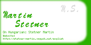 martin stetner business card